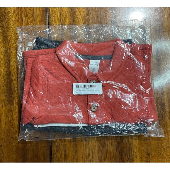 Carter's Baby Boys' Cardigan Sets, Quilted Red/Construction/Multi, 18m, New - Picture 2 of 3